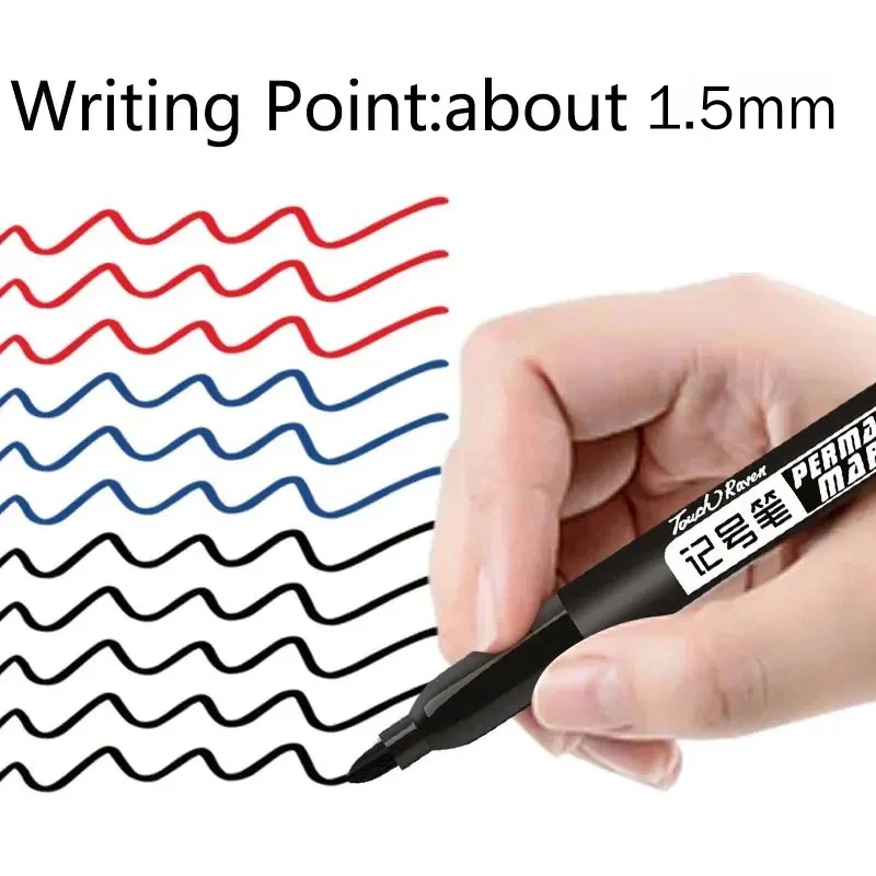Permanent Marker Pen Drawing Markers Black Blue Red Waterproof Ink Sketch Pens Stationery Art School Supplies For Glass Metal - Image 3