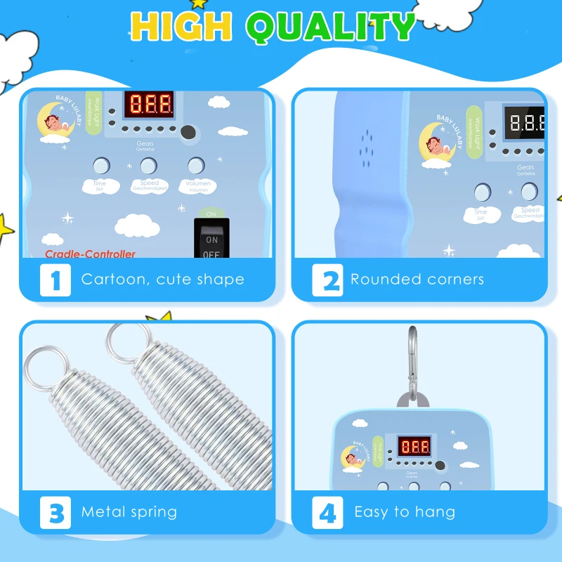 Babyschaukel-Controller Electric Baby Swing Controller,2 Spring,Remote Control, Motor Spring Bracket, Adjustable Timer, No Noise - Image 6