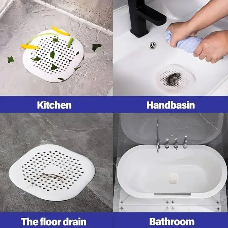 Durable Silicone Square Shower Drain Cover Prevents Sink Clogging, Shower Drain Strainer, Adsorption Sink Strainer, Convenient - Image 2