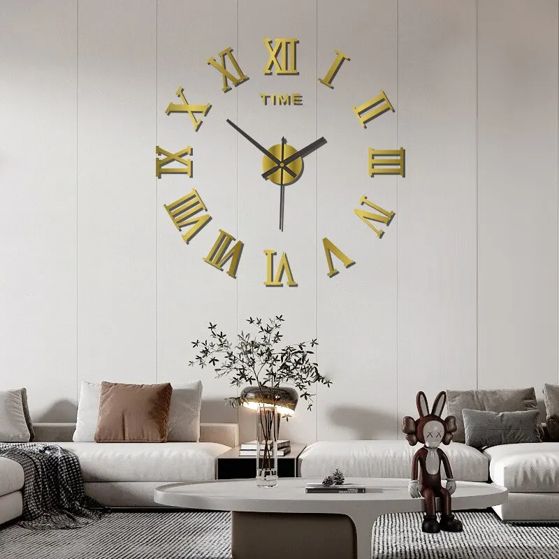 3D Acrylic Digital Wall Clock Roman Numerals Design Mirror Wall Clock Fashion Large Round Wall Clock DIY Self Adhesive Clocks - Image 9