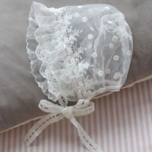 Baby Girl Bonnet Cotton Christening Bonnet Toddler Handmade for Sun for Protecti