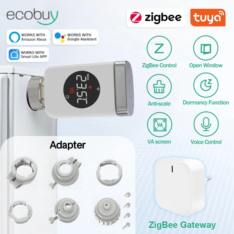 Tuya ZigBee Smart Home Thermostat Radiator Valve Actuator Smart TRV Thermostatic Valve Temperature Controller Alexa Google Home - Image 4