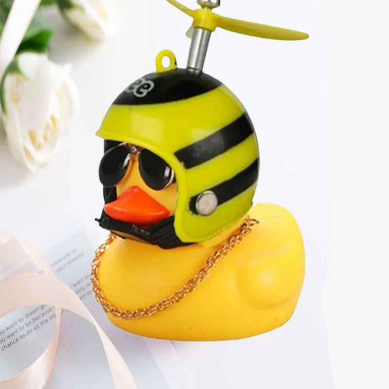 Car Duck With Helmet Broken Wind Pendant Small Yellow Duck Road Bike Motor Helmet Riding Cycling Accessories Without Lights - Image 15