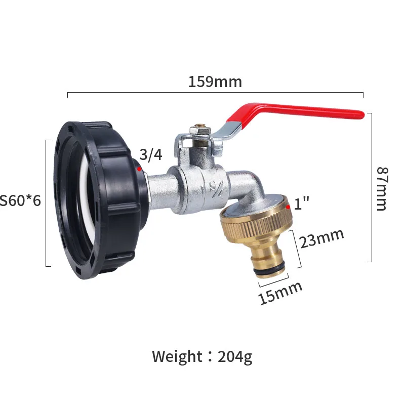 S60x6 Coarse Thread IBC Tank Tap Connecter X 1/2'' 3/4'' Water Coupling Adapter 1000L Garden Home Replacement Valve Fitting - Image 10