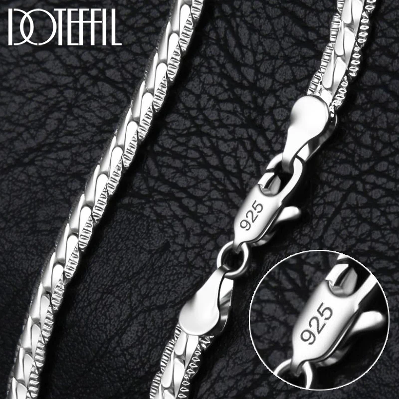 DOTEFFIL 925 Sterling Silver 6mm Side Chain 16/18/20/22/24 Inch Necklace For Woman Men Fashion Wedding Engagement Jewelry Gift - Image 2
