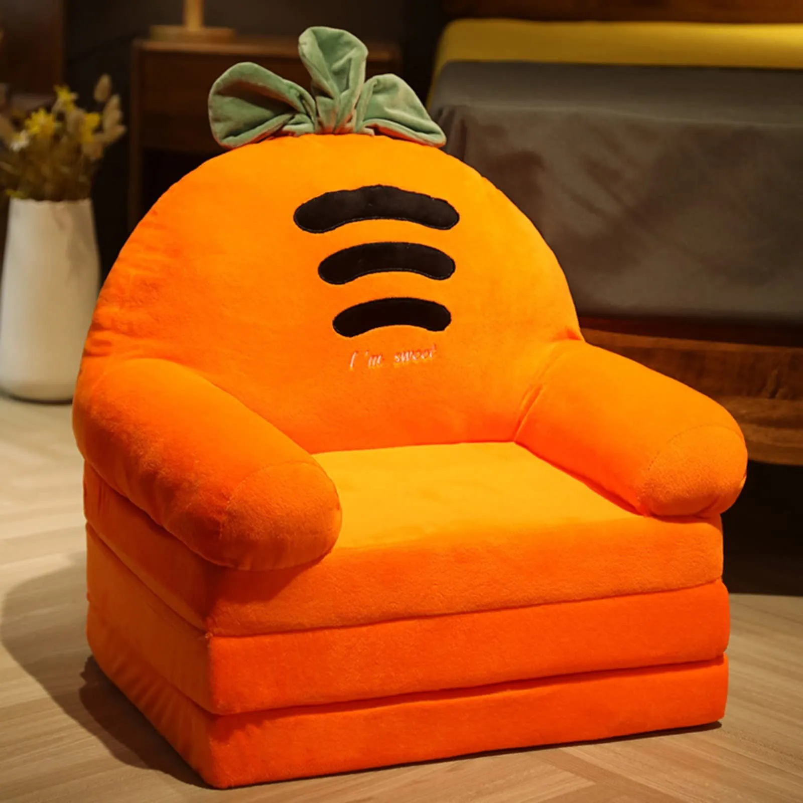 Plush Foldable Kids Sofa Backrest Armchair 2 In 1 Foldable Children Sofa Cute Cartoon Lazy Sofa Children Flip Open Sofa Bed For - Image 7