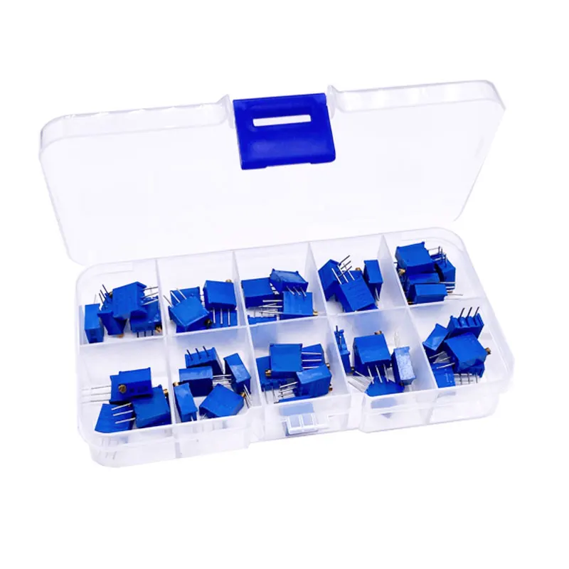 10 kinds of 50pcs 3296W multi-turn precision adjustable resistor trimmer potentiometer ESC kit 500R/1K/2K/5K/10K/20K/50K/100K/1M - Image 4