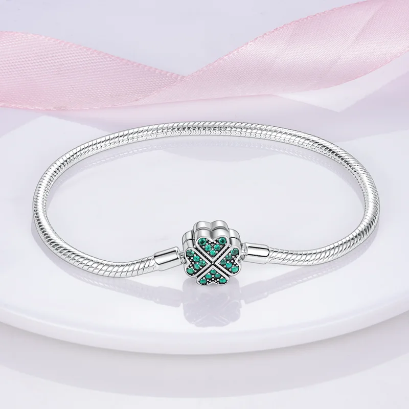 Bracelet Silver 925 Original 17-20CM Star Moon Sun Four Leaf Clover Green Zircon Bracelets Fit DIY Charms Birthday Jewelry Gifts - Image 3