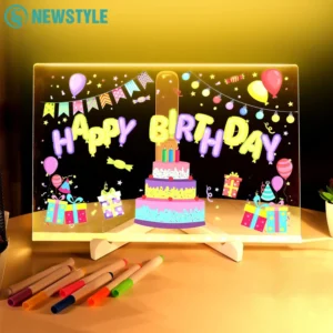 DIY Acrylic Board With Night Light 7 Colors Pens Led Note Board for Kids LED Writing Board LED Drawing Board