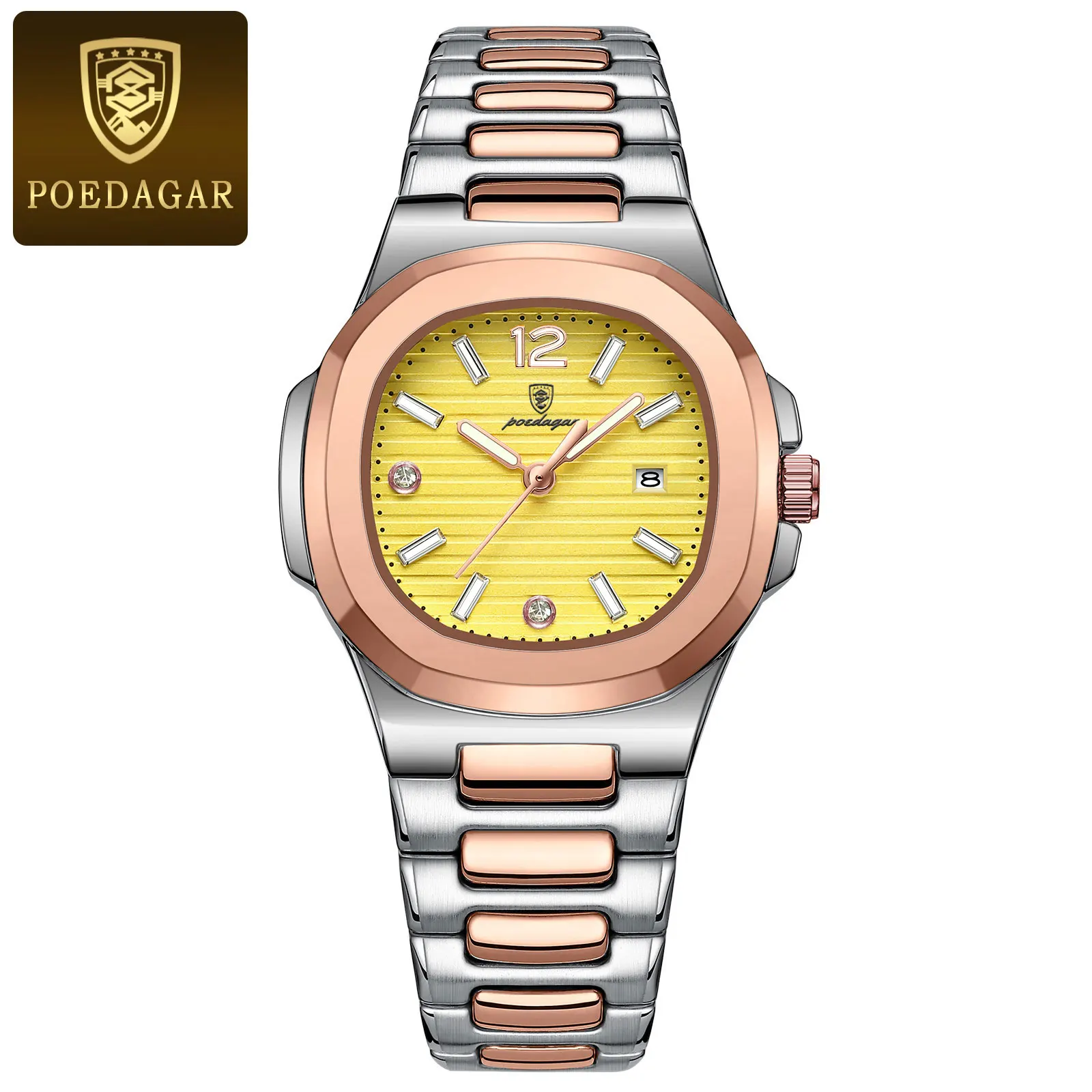 POEDAGAR Luxury Square Watch For Woman Luminous Waterproof Date Ladies Watch Elegant Women's Quartz Watches Simple Female Clock - Image 8
