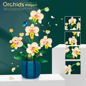 Particle Building Blocks Flower Orchid News Eternal Flower Butterfly Orchid Toy Assembly Desktop Decoration