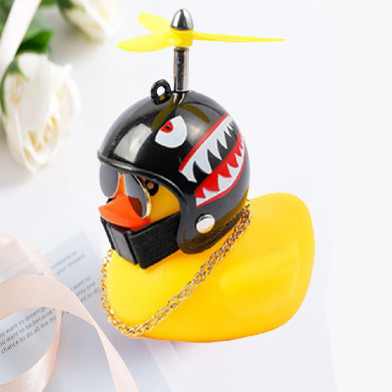 Car Duck With Helmet Broken Wind Pendant Small Yellow Duck Road Bike Motor Helmet Riding Cycling Accessories Without Lights - Image 14