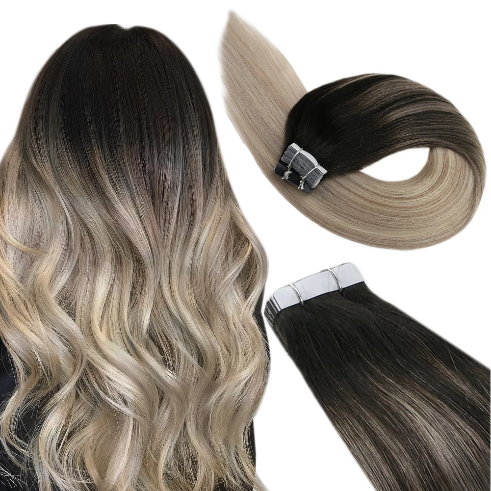 Ugeat Tape in Hair Extensions Human Hair Real Natural Brazilian Remy Hair Straight Seamless Skin Weft For Women Balayage 20P/40P - Image 9
