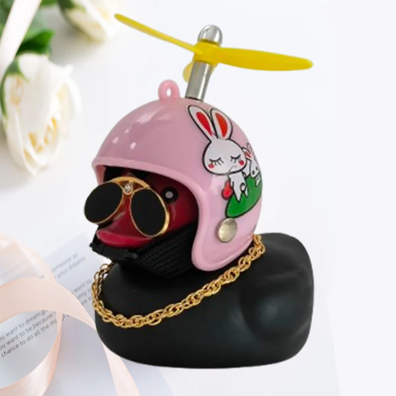 Car Duck With Helmet Broken Wind Pendant Small Yellow Duck Road Bike Motor Helmet Riding Cycling Accessories Without Lights - Image 11