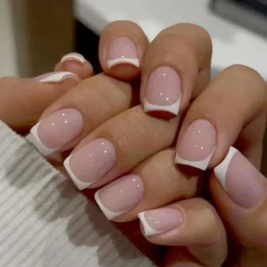 24 PCs Short French Minimalist Nails with 1 Jelly and 1 Nail File