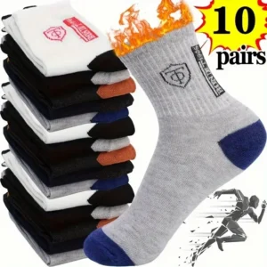 2/5/10 Pairs Men'S Autumn Winter Mid-Calf Socks Comfort Breathability Suitable Outdoor Sports Daily Business Wear in All Seasons