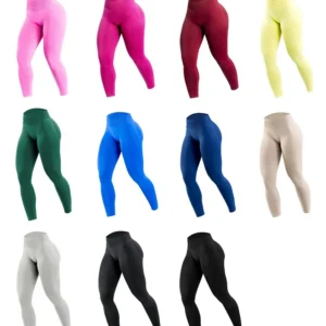 Women Three Waist Gym Yoga Pants High Waist Peach Buttocks Solid Color Tight Fitting Sports Leggings Yoga Exercise Pants