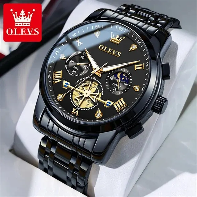 OLEVS 2856 Man Watch 24 Hour Moon Phase Chronograph Waterproof Luminous Multifuncation Original Luxury Quartz Wristwatch for Men - Image 7