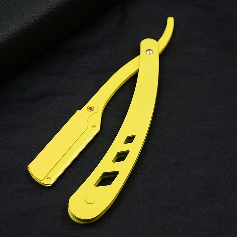 Shaving Barber Razor and Blades Men Tools Hair Antique Black Folding Shaving Knife Unisex Hair Removal (Without Blade) - Image 12