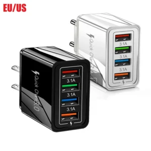4 Ports 3.1A USB Wall Charger Quick Charge QC 3.0 Phone Adapter For iPhone 14 15 Pro Huawei Samsung Multiple USB Fast Charger