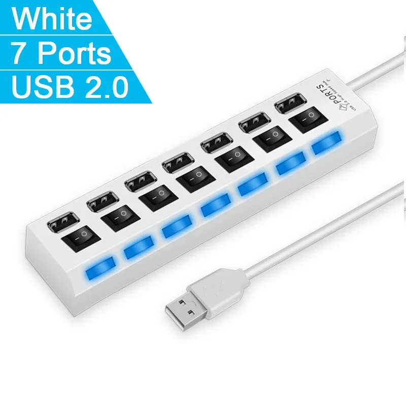 Expander Multi USB Splitter Multiple Extender with LED Lamp Switch for PC Laptop High Speed 4/7 Ports USB HUB 2.0 Adapter - Image 7