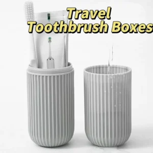 Travel Toothbrush Box Vertical Stripe Portable Mouthwash Cup Brushing Cup Washing Cup Toothware Box Toothpaste Storage Boxes