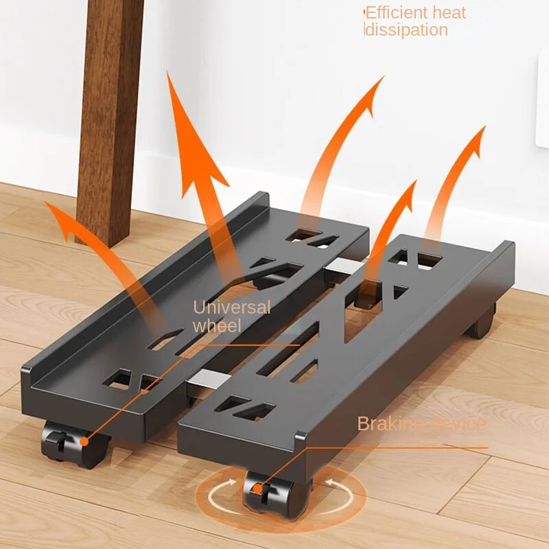 Adjustable Mobile PC Tower Stand with Wheels under Desk CPU Holder Adjustable Stable Mobile Computer Host Stand for Home Office - Image 4