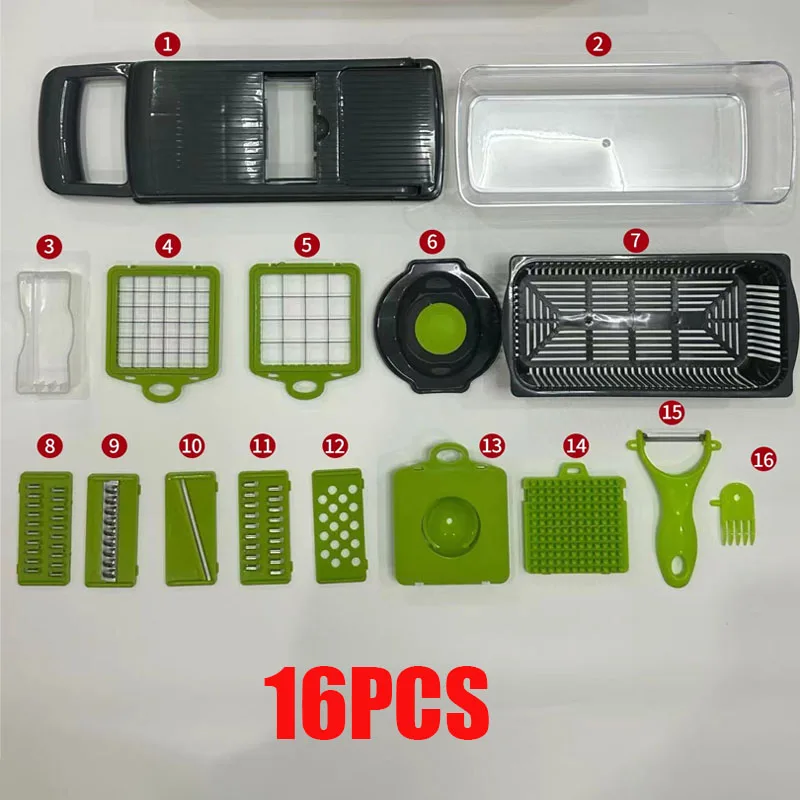 16 in 1 Multifunctional Vegetable Chopper Handle Food Cutter Onion Tomato Carrot Grater Kitchen Tools Vegetable Slicer Dicer Cut - Image 7