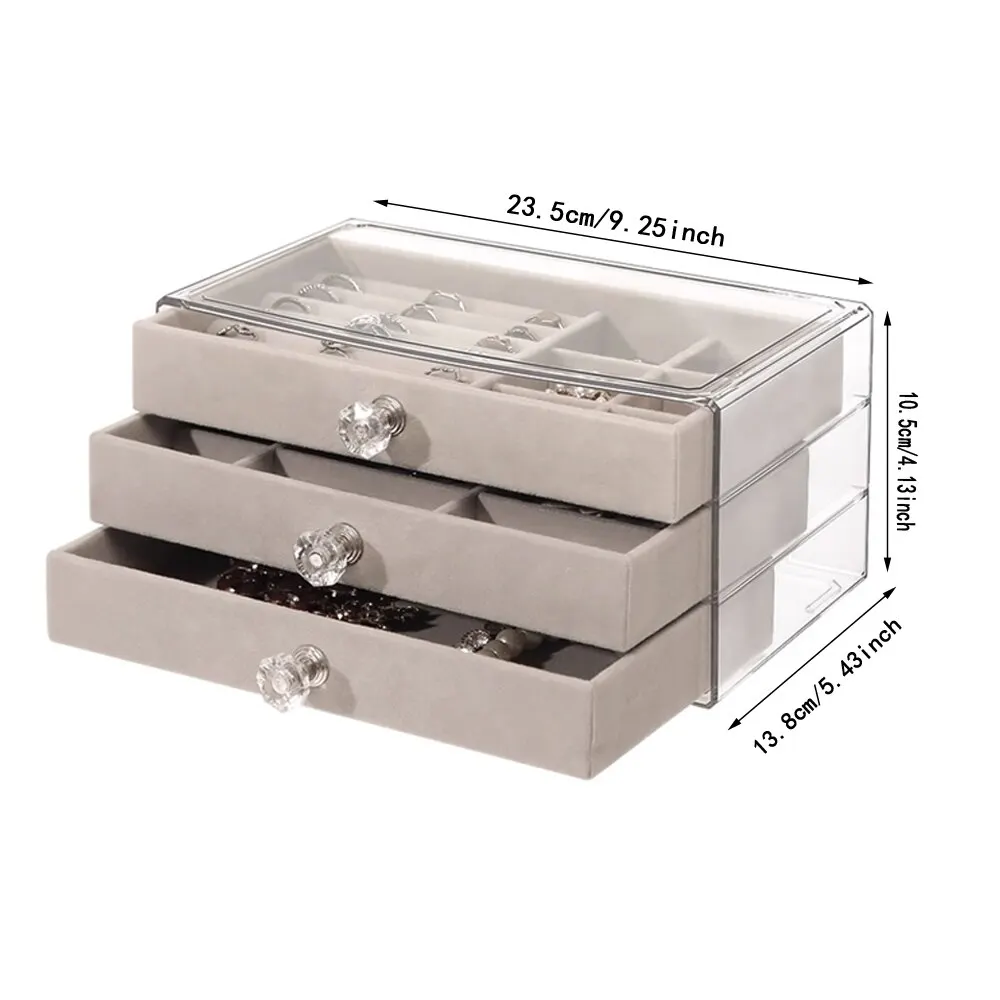 1 High-Capacity 3-Layer Flannel Jewelry Box Drawer – Storage for Earrings, Necklaces & Rings - Image 6