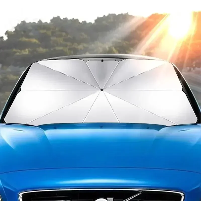 Rubber Sunshade Umbrella For Car Uv Protection Folding High Shading Car Umbrella Front Windshield High Shading Silver Sunshade - Image 4