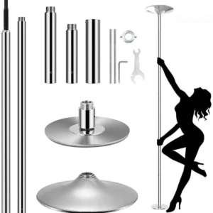 45mm Professional Stripper Pole Dance Spin Pole Removable Bar Home Fitness Exercise Training Pole Adjustable from 2.35 to 2.74 m