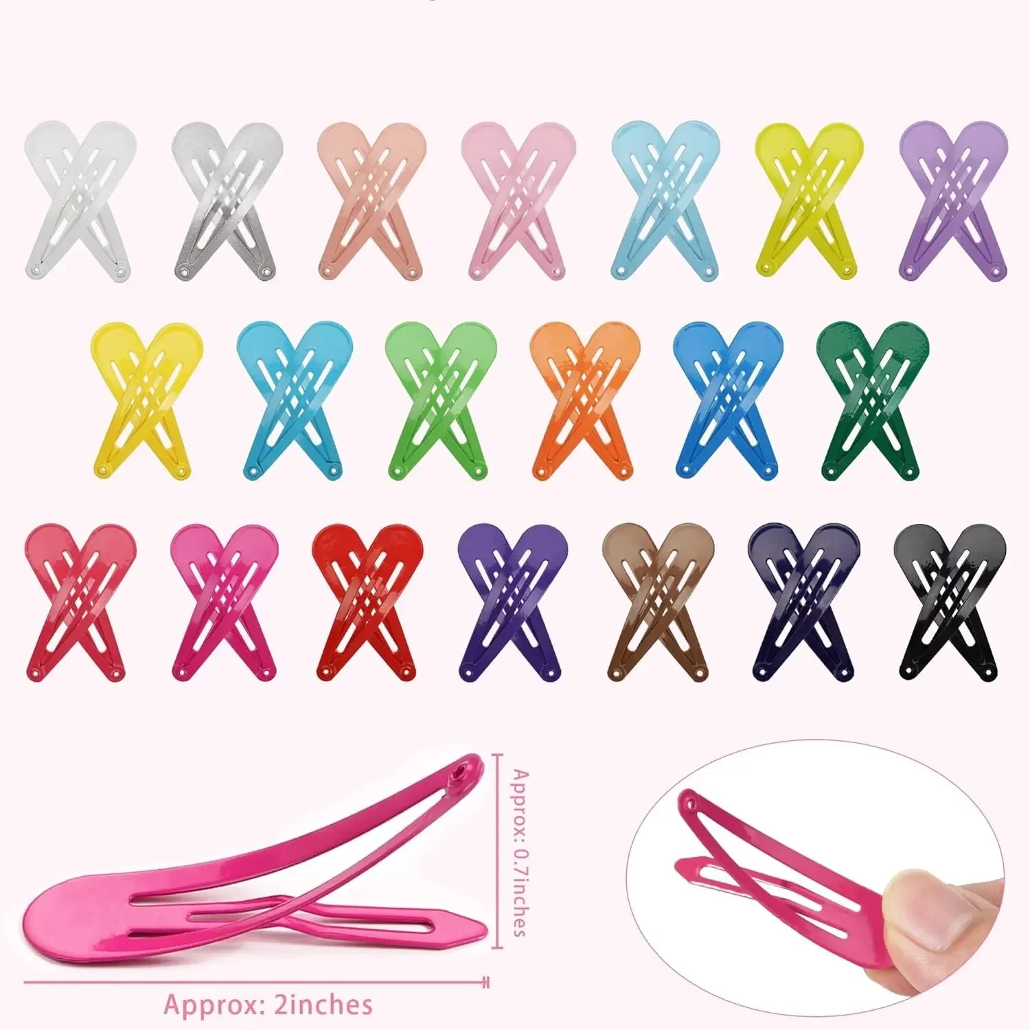 50Pcs Snap Hair Clips Candy Color Glossy 2 Inches No Slip Metal Hair Pins Clips Barrettes Accessories for Baby Girls Toddlers - Image 4