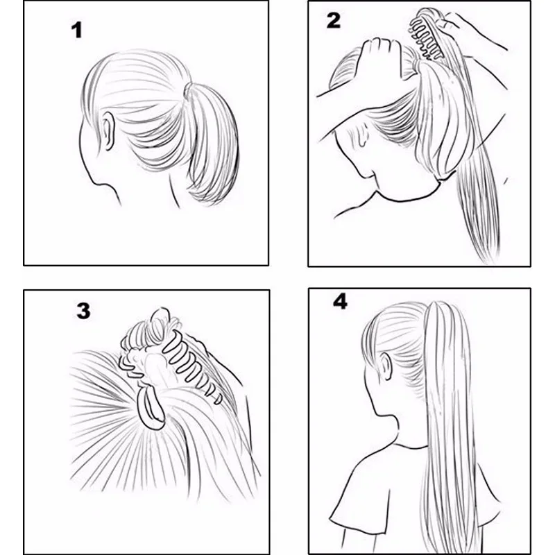 24Inch Synthetic Long Straight Claw Clip On Ponytail Hair Extensions Heat Resistant Ponytail Blonde Black Hairpiece for Women - Image 5