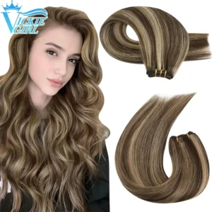 Straight Human Hair Weft Bundles Ombre Blonde Human Hair Extensions 100g/Pcs 16"-28"  Straight Remy Skin Double Weft