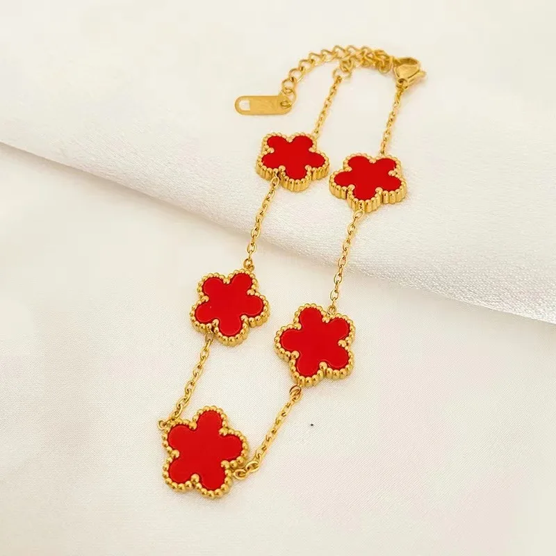 1/2/3Pcs 18K Gold Plated Stainless Steel Five Leaf Bracelet for Women, Elegant Flower Design Necklace Bracelet Jewelry Gift - Image 13