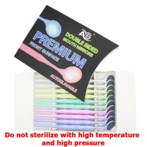 AG 10pcs/Box Oral Tooth Whitening Dental Double Sided Mouth Mirrors Surface Exam Reflectors With Handle