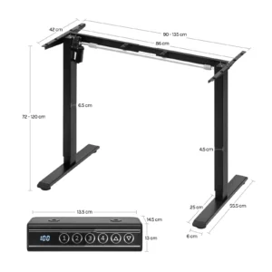 WOLTU Height Adjustable Stand Up Desk Bracket Electric Lifting Desk Frame with USB Charging Port Memory Control for Home Office