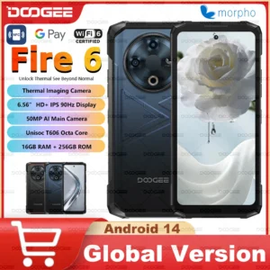 World Premiere DOOGEE Fire 6 Rugged Phone 6.56" 90Hz Display 6GB RAM 256GB ROM 50MP AI Main Camera 10400mAh/18W Android 14