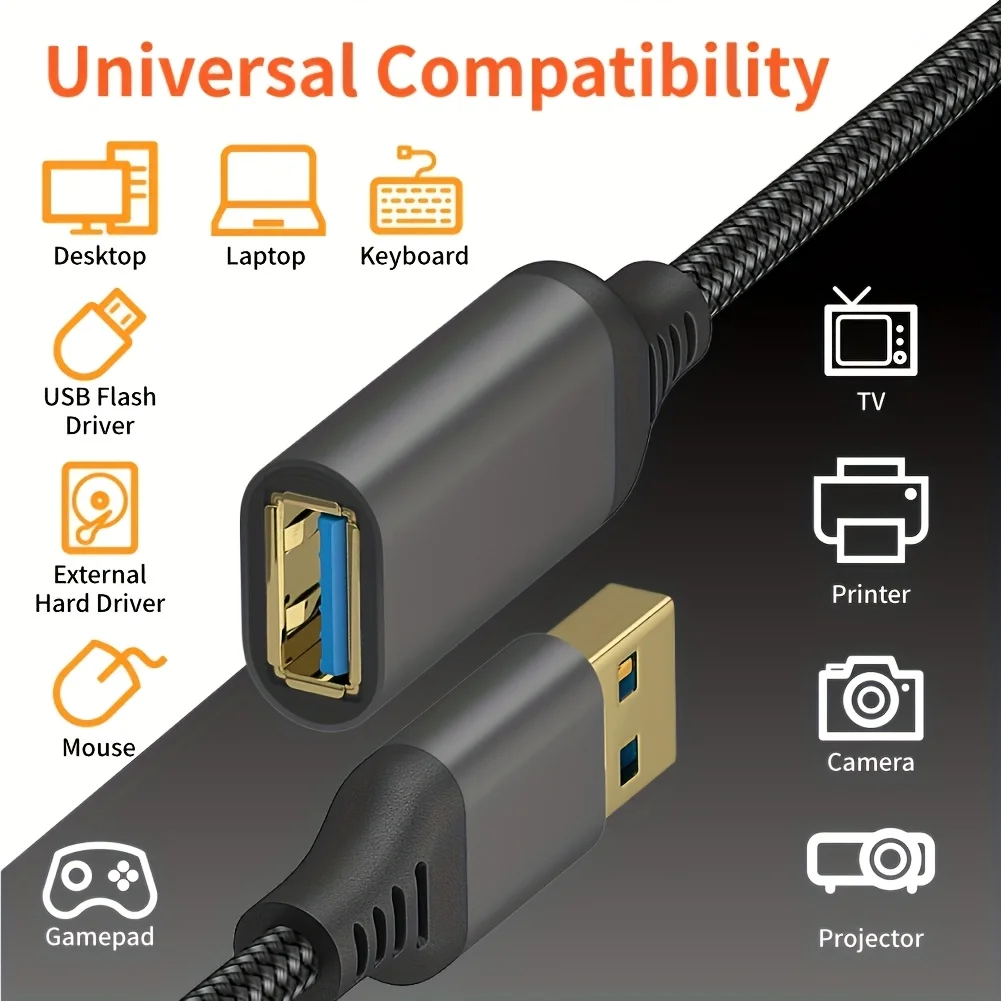 LAIHONEN Nylon Braided USB 3.0 Male To Female High Speed Transmission Data Cable Computer Camera Printer Extension Cable XBOX - Image 4