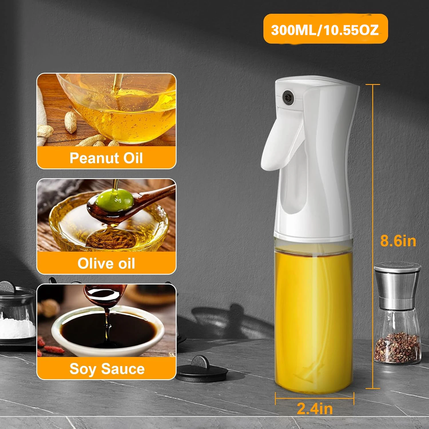 Olive Oil Mister Spray Bottle for Cooking - Cooking Oil Spray Bottle Air Fryer Accessories - Refillable Glass Dispenser - Image 5