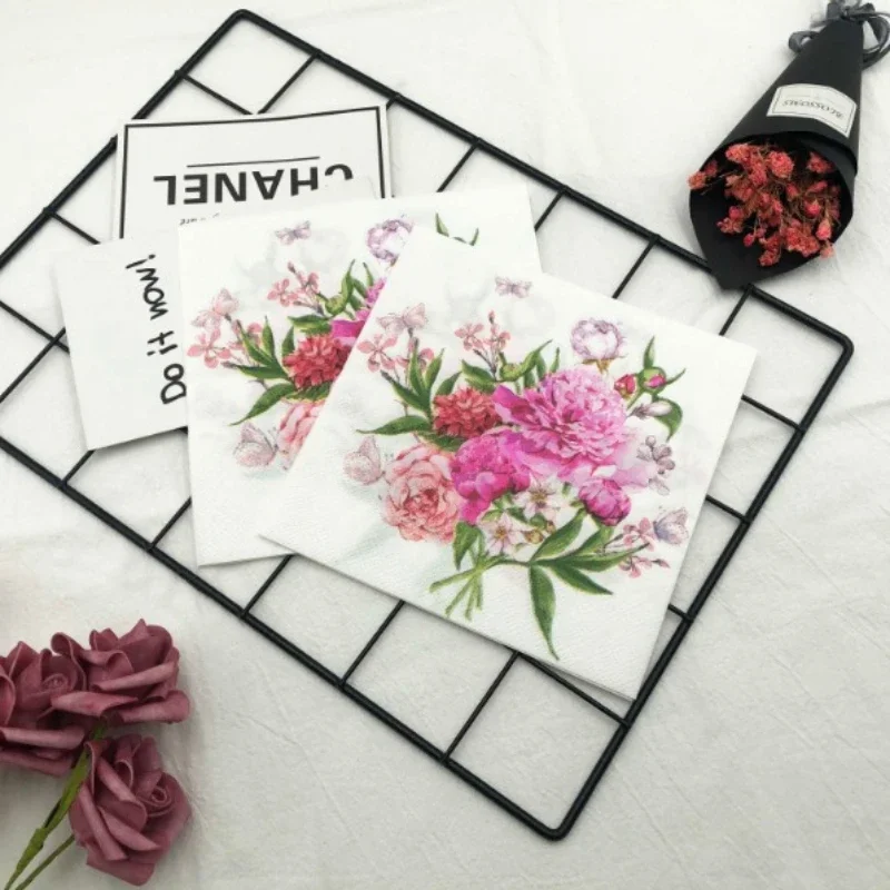 Colourful Napkins Printed Square Paper Napkins Restaurant Floral Facial Tissue Hotel Wedding Table Setting Pure Wood Pulp Paper - Image 4