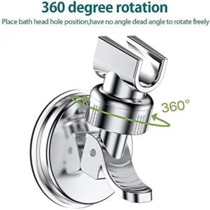 1Pc No Drill Removable Shower Head Bracket Adjustable Strong Suction Cup Shower Rack ABS Silver Bathroom Nozzle Fixed Base
