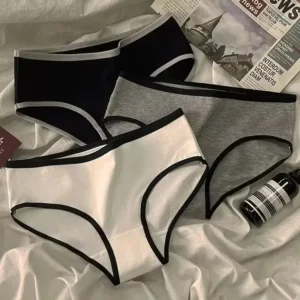 3Pcs Milk silk material Women's Triangle Panties | Sports Style Minimalist Mid Waist Underwear  Breathable Daily Wear