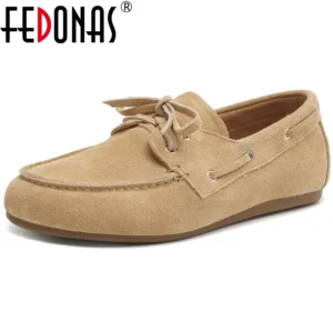 FEDONAS 2025 Loafers Flats Shoes Woman Suede Leather Slip-on Loafers Casual Moccasins Female Flats Shoes Comfort Spring Shoes