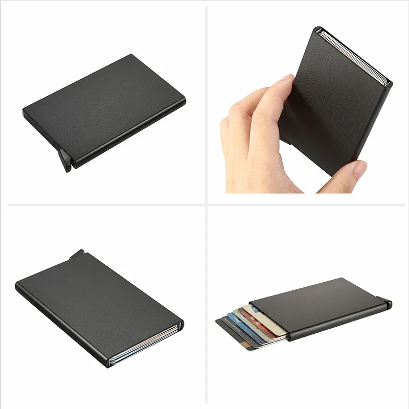 Rfid Smart Wallet Card Holder Metal Thin Slim Men Women Wallets Pop Up Minimalist Wallet Small Black Purse Vallet Walets for Men - Image 3