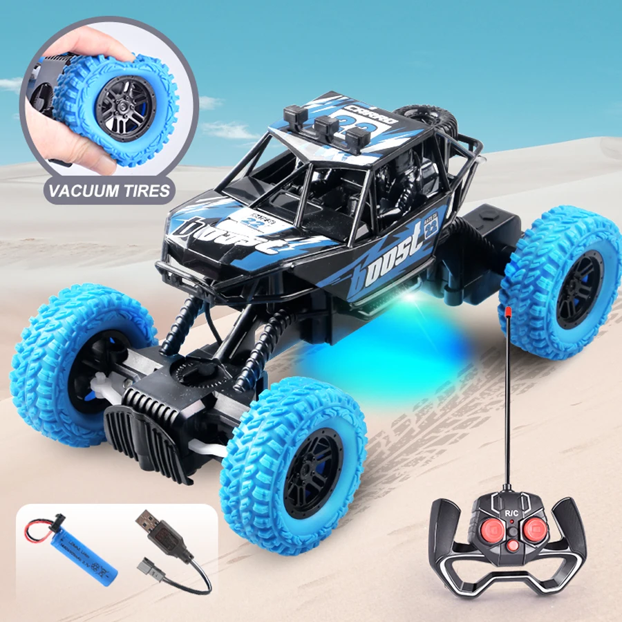 Remote control car with colorful flashing lights, rubber wheels, off-road toy car suitable for Christmas children's gifts - Image 7