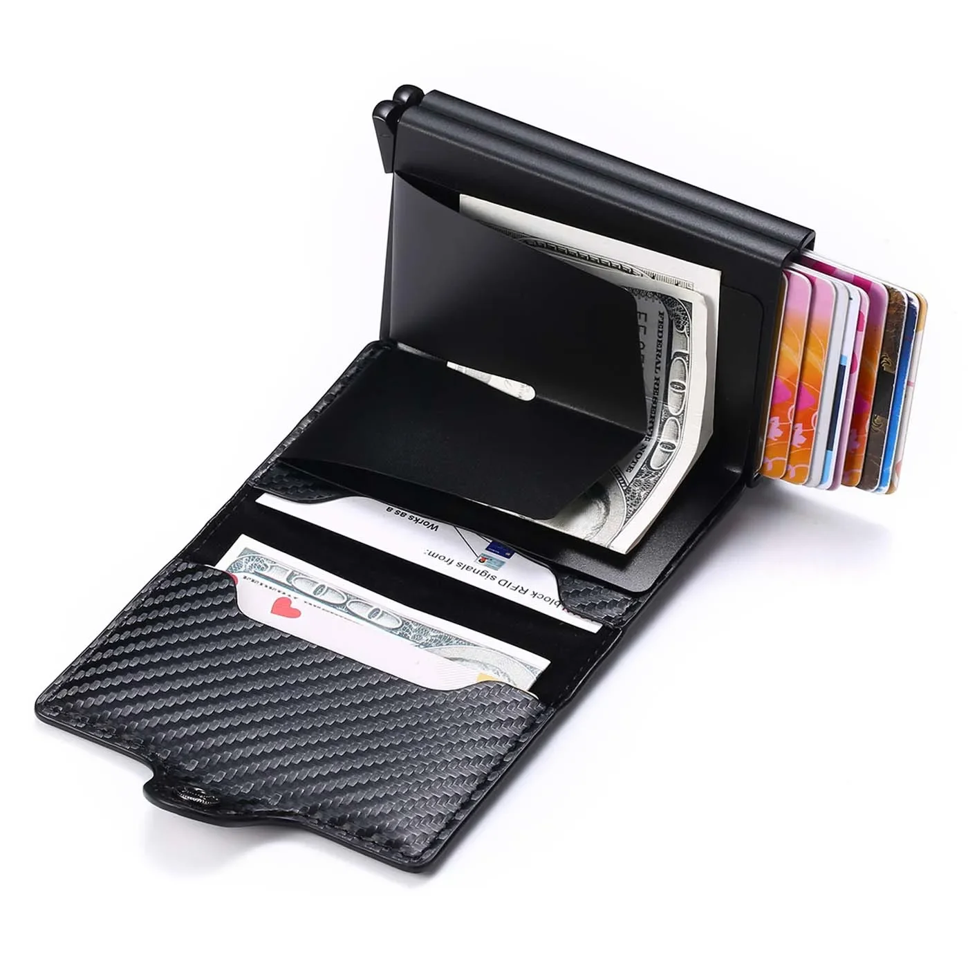 Rfid Men Card Wallets Carbon Fiber Slim Mini Wallet 14 Card Holders Small Money Bag Male Purses - Image 2