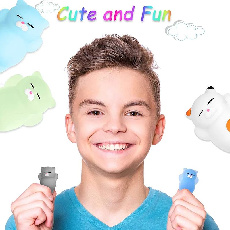 50-5 PCS Random Kawaii Mochi Squishy Fidget Toy Mini Cute Soft Cat Anti Stress Reliever Sensory Squeeze Xmas Gift for Adult Kid - Image 5