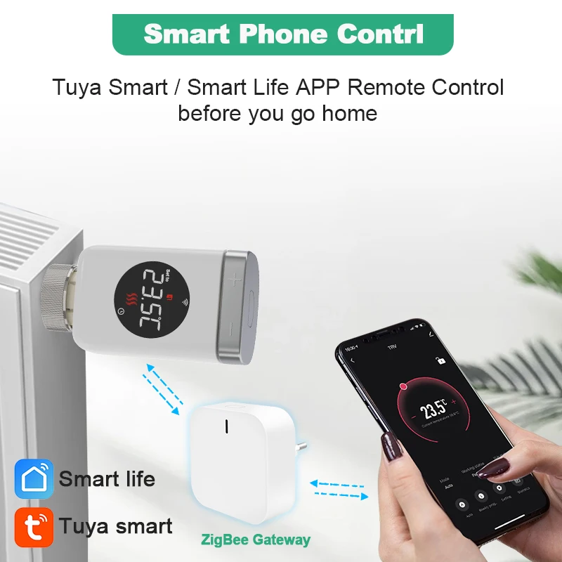 Tuya ZigBee Smart Home Thermostat Radiator Valve Actuator Smart TRV Thermostatic Valve Temperature Controller Alexa Google Home - Image 5