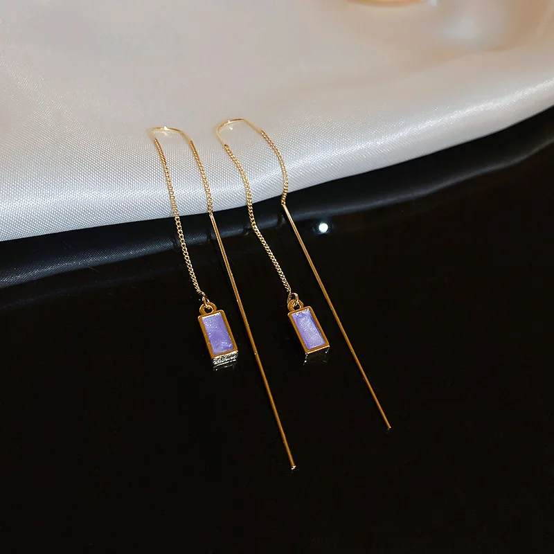 Simple Geometric Square Drop Earring For Women Korean Fashion Gold-color Line Long Tassel Dangle Earrings Party Jewelry Gift - Image 12
